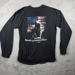 Unbranded Graphic T-Shirt Men M Black Long Sleeve Freedom Is Not Free Military